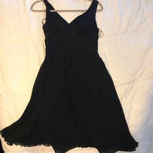 Flowing Black silk dress with beaded waist